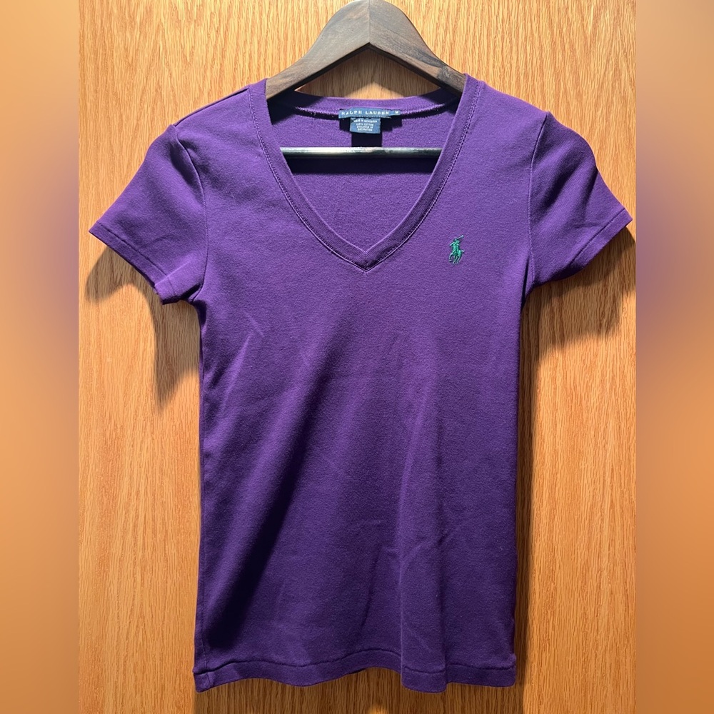 Ralph Lauren Purple Short Sleeve V-Neck Tee